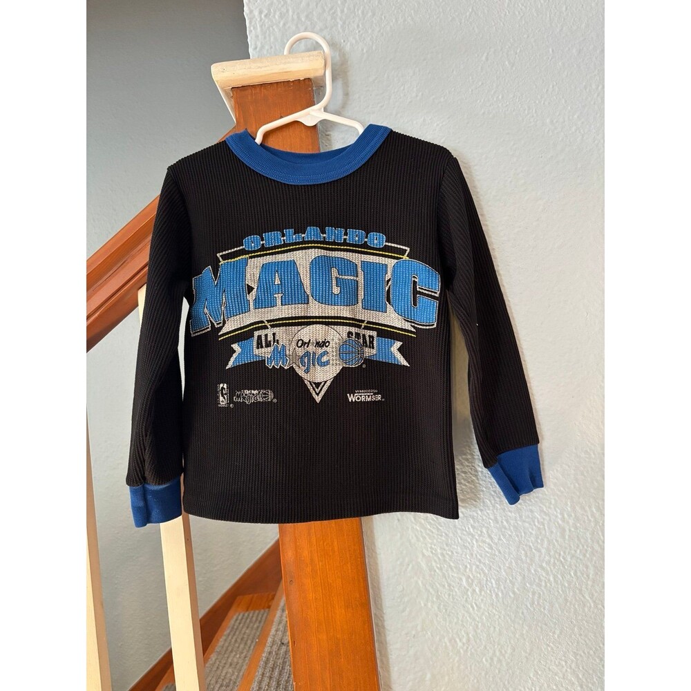 Orlando magic nba youth shirt 5 6 7 waffle black logo long sleeve wormser